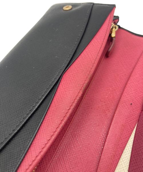 PRADA（プラダ）PRADA (プラダ) サフィアーノ マルチカラー 長財布 ブラック×ピンクの古着・服飾アイテム
