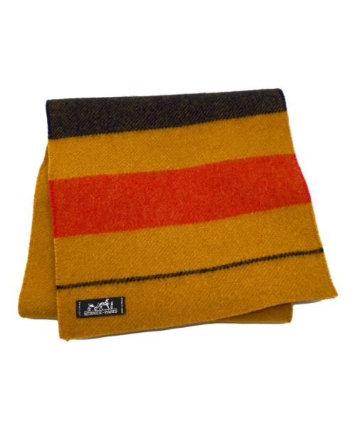HERMES（エルメス）HERMES (エルメス) Hermès ロカバール マフラー イエロー×レッド×ネイビーの古着・服飾アイテム
