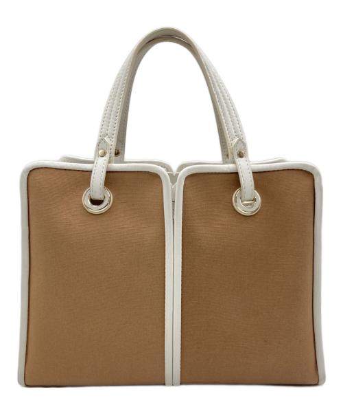 Kate Spade（ケイトスペード）Kate Spade (ケイトスペード) サム キャンバス プランジュ ミディアム サッチェッル 2WAYバッグ ベージュ×ホワイト サイズ:　の古着・服飾アイテム