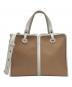 Kate Spade（ケイトスペード）の古着「サム キャンバス プランジュ ミディアム サッチェッル 2WAYバッグ」｜ベージュ×ホワイト