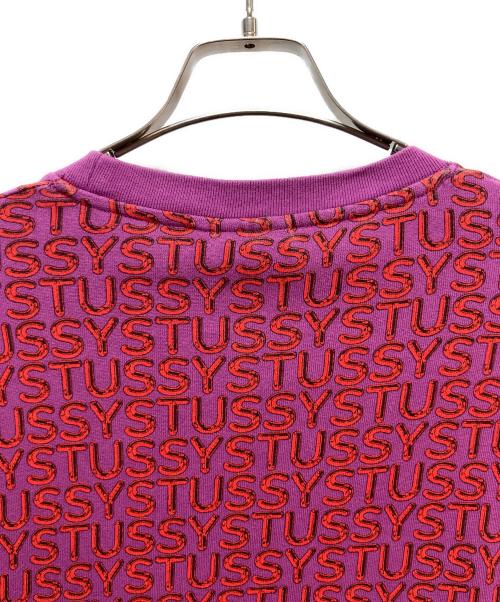 stussy（ステューシー）stussy (ステューシー) LETTER STRIPE LS CREW バイオレット×レッド サイズ:Lの古着・服飾アイテム