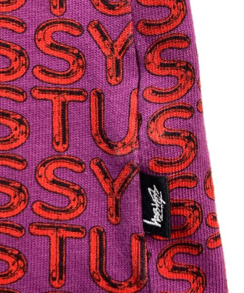 stussy（ステューシー）stussy (ステューシー) LETTER STRIPE LS CREW バイオレット×レッド サイズ:Lの古着・服飾アイテム