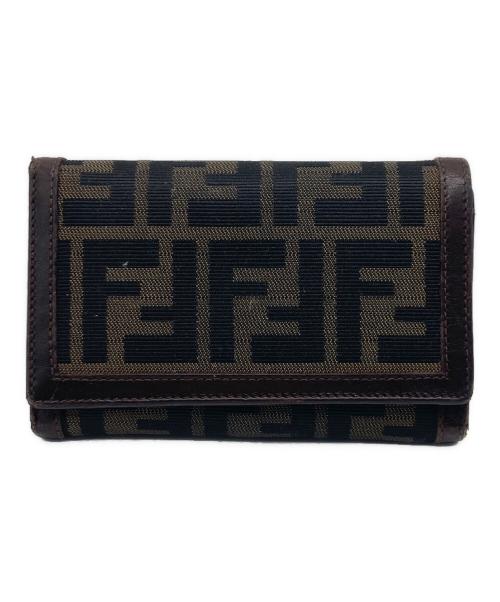 FENDI（フェンディ）FENDI (フェンディ) FENDI ズッカ 2つ折り財布 カーキ×ブラウンの古着・服飾アイテム