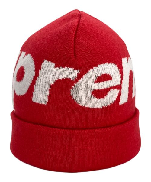 SUPREME（シュプリーム）SUPREME (シュプリーム) Supreme Big Logo Beanie レッド×ホワイトの古着・服飾アイテム