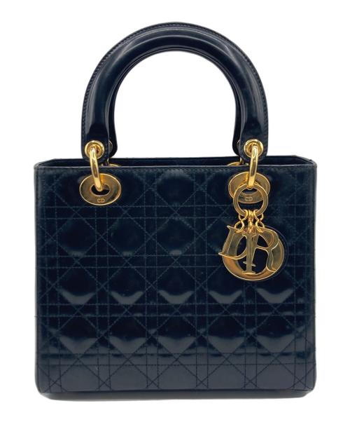 Christian Dior（クリスチャン ディオール）Christian Dior (クリスチャン ディオール) Lady Dior ミディアム カナージュ ハンドバッグ ブラックの古着・服飾アイテム
