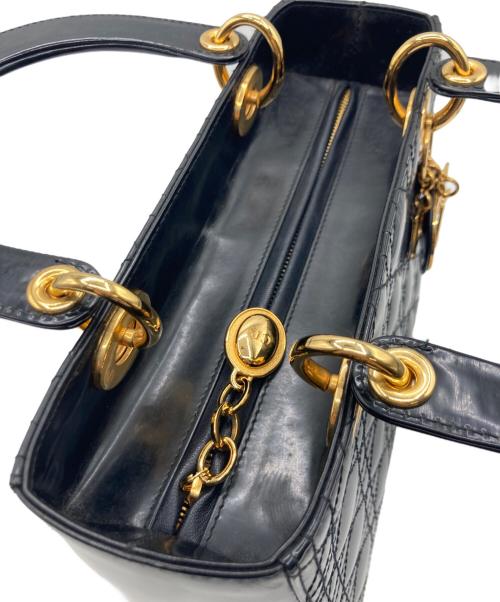 Christian Dior（クリスチャン ディオール）Christian Dior (クリスチャン ディオール) Lady Dior ミディアム カナージュ ハンドバッグ ブラックの古着・服飾アイテム