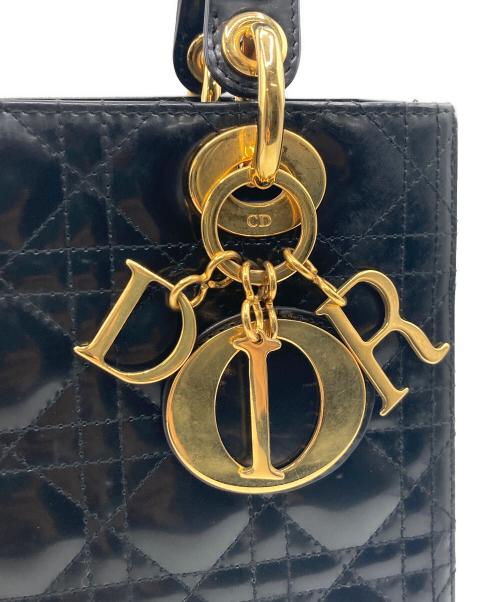 Christian Dior（クリスチャン ディオール）Christian Dior (クリスチャン ディオール) Lady Dior ミディアム カナージュ ハンドバッグ ブラックの古着・服飾アイテム