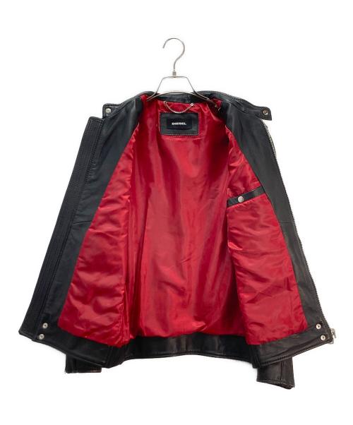 DIESEL（ディーゼル）DIESEL (ディーゼル) ラムレザーシングルライダースジャケット ブラック サイズ:Sの古着・服飾アイテム