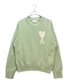 AMI PARIS（アミ パリス）の古着「Ami De Coeur クルーネックセーター」｜黄緑