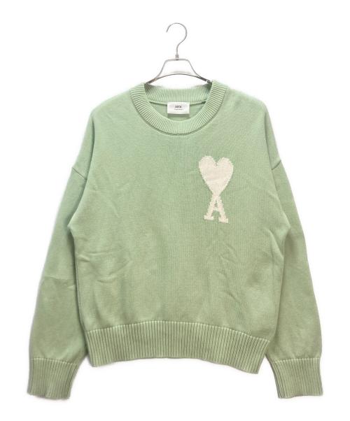 AMI PARIS（アミ パリス）AMI PARIS (アミ パリス) Ami De Coeur クルーネックセーター 黄緑 サイズ:XLの古着・服飾アイテム