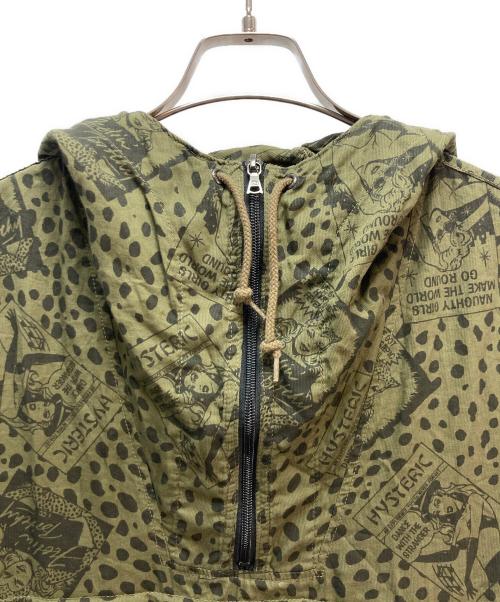 Hysteric Glamour（ヒステリックグラマー）Hysteric Glamour (ヒステリックグラマー) FEELIN' HYSTERIC 総柄 フーデットワンピース オリーブ×ブラック サイズ:FREEの古着・服飾アイテム