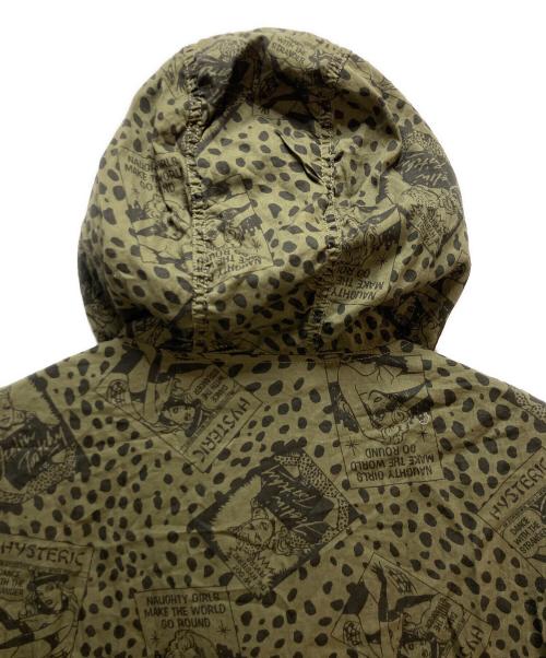 Hysteric Glamour（ヒステリックグラマー）Hysteric Glamour (ヒステリックグラマー) FEELIN' HYSTERIC 総柄 フーデットワンピース オリーブ×ブラック サイズ:FREEの古着・服飾アイテム