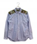 COMME des GARCONS COMME des GARCONSコムデギャルソン コムデギャルソン）の古着「カモ生地切替 ストライプ長袖シャツ」｜ブルー×オリーブ