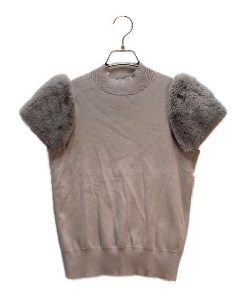 CELFORD（セルフォード）CELFORD (セルフォード) シルクブレンドショートファースリーブニット ライトグレー サイズ:38の古着・服飾アイテム