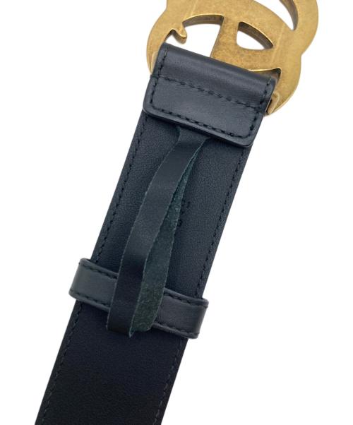 GUCCI（グッチ）GUCCI (グッチ) GGマーモント レザーベルト ブラック×ゴールドの古着・服飾アイテム