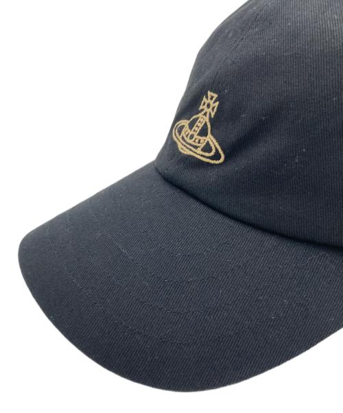Vivienne Westwood（ヴィヴィアンウエストウッド）Vivienne Westwood (ヴィヴィアンウエストウッド) リップストップオーブロゴキャップ ブラックの古着・服飾アイテム