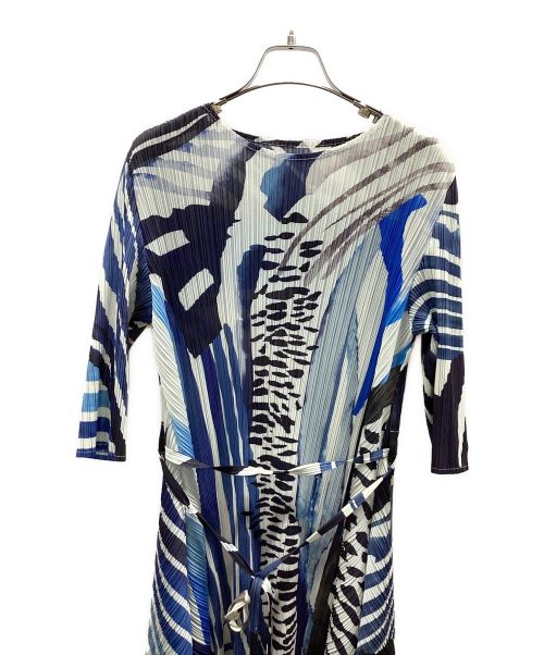 Bell Chu very（ベルチュベリー）BELL CHU VERY (ベルチュベリー) プリーツワンピース ブルー サイズ:Lの古着・服飾アイテム