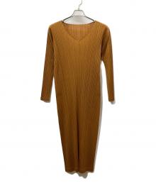 PLEATS PLEASE（プリーツプリーズ）の古着「プリーツワンピース」｜ブラウン