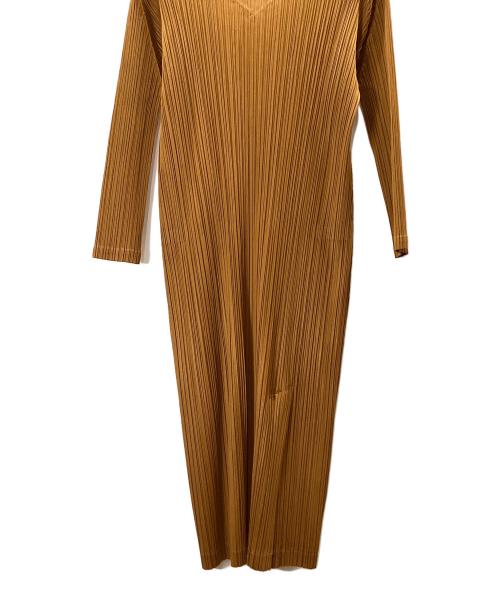 PLEATS PLEASE（プリーツプリーズ）PLEATS PLEASE (プリーツプリーズ) プリーツワンピース ブラウン サイズ:2の古着・服飾アイテム