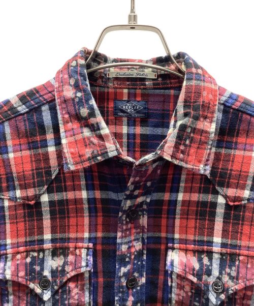REPLAY（リプレイ）REPLAY (リプレイ) チェックシャツ ブルー×レッド サイズ:Sの古着・服飾アイテム