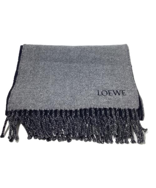 LOEWE（ロエベ）LOEWE (ロエベ) マフラー ブラック×グレーの古着・服飾アイテム