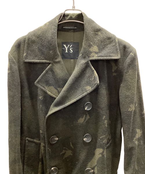 YOHJI YAMAMOTO（ヨウジヤマモト）YOHJI YAMAMOTO (ヨウジヤマモト) 迷彩柄ウールアルスターダブルブレストコート グリーン サイズ:1の古着・服飾アイテム