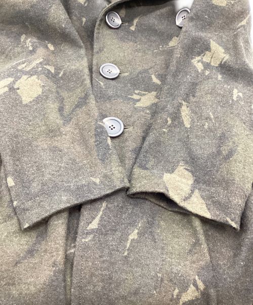 YOHJI YAMAMOTO（ヨウジヤマモト）YOHJI YAMAMOTO (ヨウジヤマモト) 迷彩柄ウールアルスターダブルブレストコート グリーン サイズ:1の古着・服飾アイテム