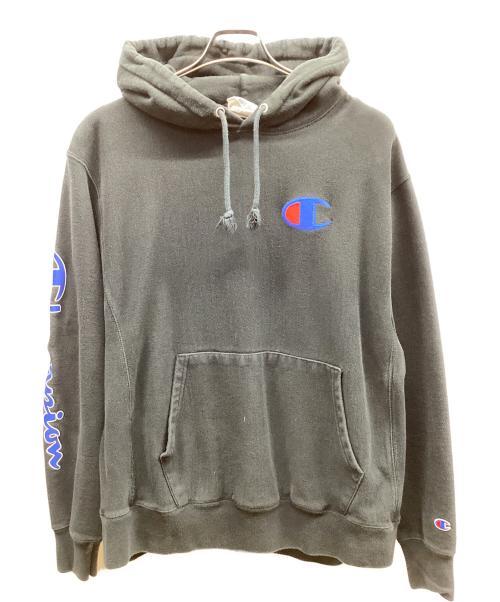 Champion REVERSE WEAVE（チャンピオン リバース ウィーブ）Champion REVERSE WEAVE (チャンピオン リバース ウィーブ) プルオーバーパーカー ブラック サイズ:Lの古着・服飾アイテム