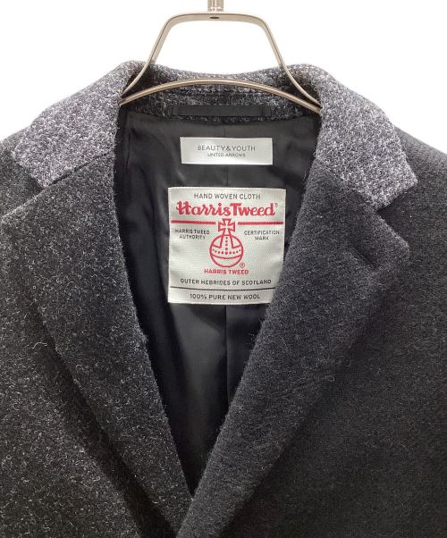 BEAUTY&YOUTH（ビューティーアンドユース）BEAUTY&YOUTH (ビューティーアンドユース) Harris Tweed (ハリスツイード) チェスターコート ブラック サイズ:Sの古着・服飾アイテム