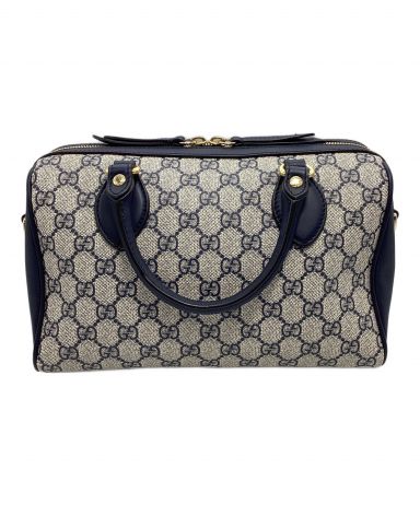 中古・古着通販】GUCCI (グッチ) ボストンバッグ グレー×ネイビー