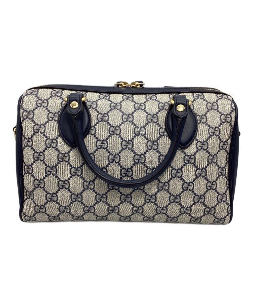 GUCCI（グッチ）GUCCI (グッチ) ボストンバッグ グレー×ネイビーの古着・服飾アイテム
