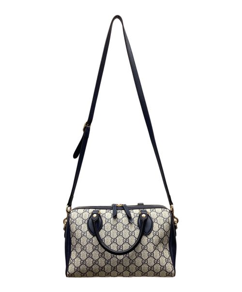 GUCCI（グッチ）GUCCI (グッチ) ボストンバッグ グレー×ネイビーの古着・服飾アイテム