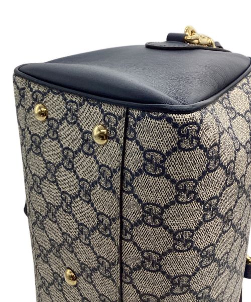 GUCCI（グッチ）GUCCI (グッチ) ボストンバッグ グレー×ネイビーの古着・服飾アイテム