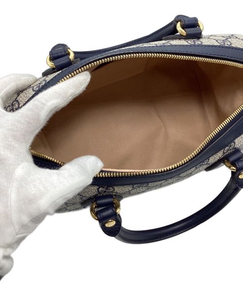 GUCCI（グッチ）GUCCI (グッチ) ボストンバッグ グレー×ネイビーの古着・服飾アイテム