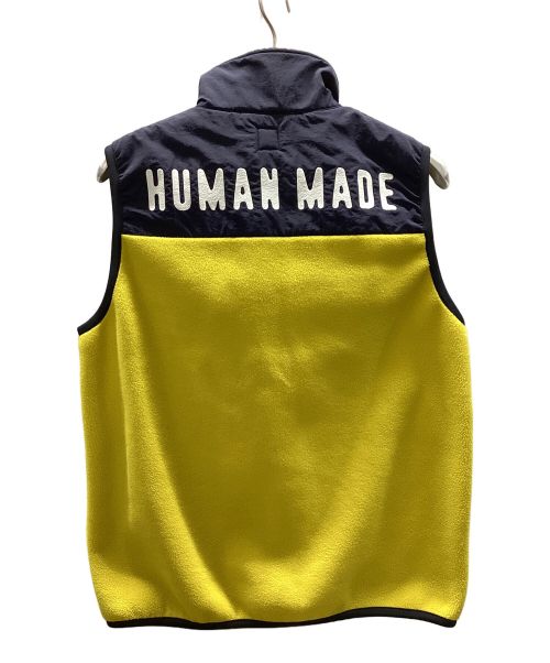 HUMAN MADE（ヒューマンメイド）HUMAN MADE (ヒューマンメイド) フリースベスト イエロー×ネイビー サイズ:Sの古着・服飾アイテム