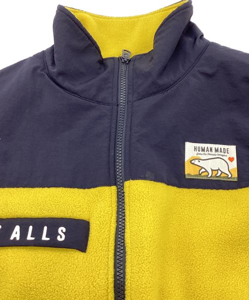 HUMAN MADE（ヒューマンメイド）HUMAN MADE (ヒューマンメイド) フリースベスト イエロー×ネイビー サイズ:Sの古着・服飾アイテム