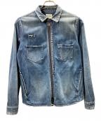 Paul Smith RED EARポールスミス レッドイヤー）の古着「ジッパーダメージデニムジャケット」｜スカイブルー