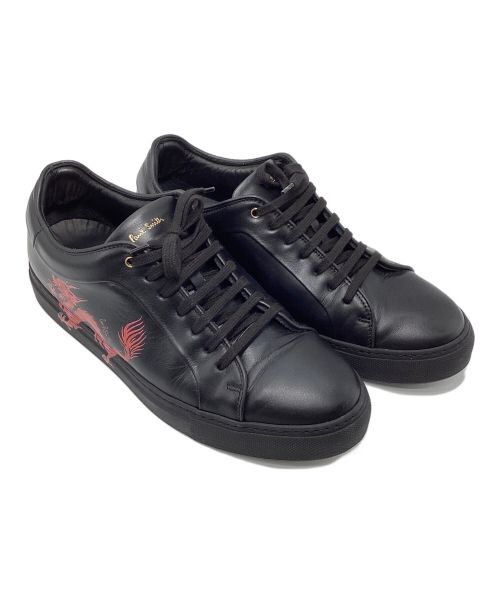 PAUL SMITH（ポールスミス）Paul Smith (ポールスミス) ドラゴンプリントレザースニーカー ブラック サイズ:28.5の古着・服飾アイテム