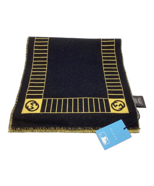 GUCCI（グッチ）GUCCI (グッチ) MLB (エムエルビー) ピッツバーグパイレーツマフラー ブラック×イエロー 未使用品の古着・服飾アイテム