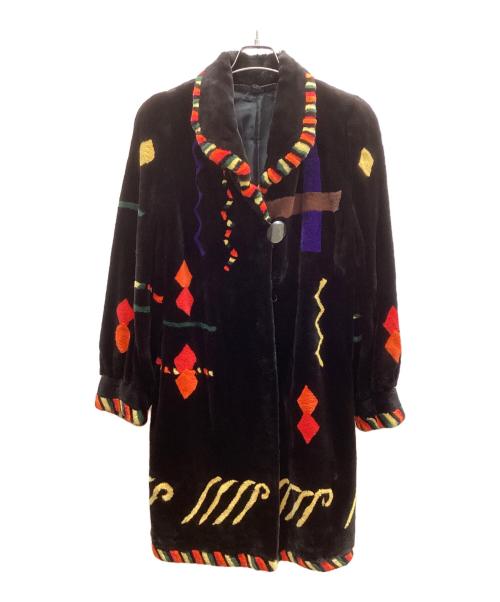 SAGA MINK（サガミンク）SAGA MINK (サガミンク) 刺繍コート ブラック サイズ:Fの古着・服飾アイテム