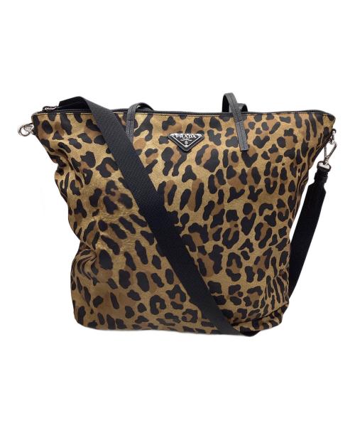 PRADA（プラダ）PRADA (プラダ) レオパード柄バッグ ブラック×レオパードの古着・服飾アイテム