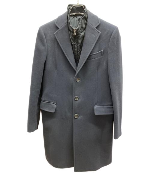 PRADA（プラダ）PRADA (プラダ) フェイクレイヤードチェスターコート ブラック サイズ:46の古着・服飾アイテム