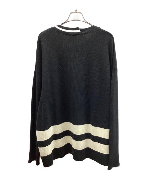 CULLNI（クルニ）CULLNI (クルニ) Neck Zip Line Knit(ネックジップラインニット) ブラック×ホワイト サイズ:Mの古着・服飾アイテム