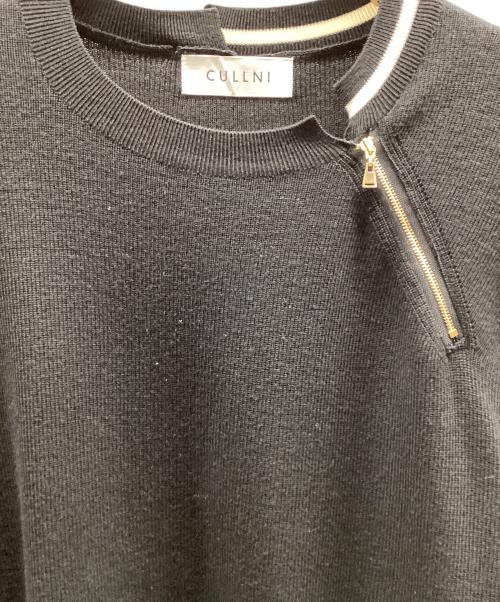 CULLNI（クルニ）CULLNI (クルニ) Neck Zip Line Knit(ネックジップラインニット) ブラック×ホワイト サイズ:Mの古着・服飾アイテム