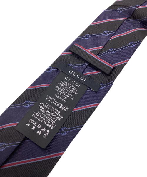 GUCCI（グッチ）GUCCI (グッチ) レジメンタルストライプネクタイ ネイビー サイズ:記載なしの古着・服飾アイテム