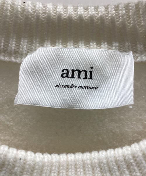 AMI Alexandre Mattiussi（アミアレクサンドルマテュッシ）AMI Alexandre Mattiussi (アミアレクサンドルマテュッシ) ハートロゴ インターシャ ニット ホワイト サイズ:Ｌの古着・服飾アイテム