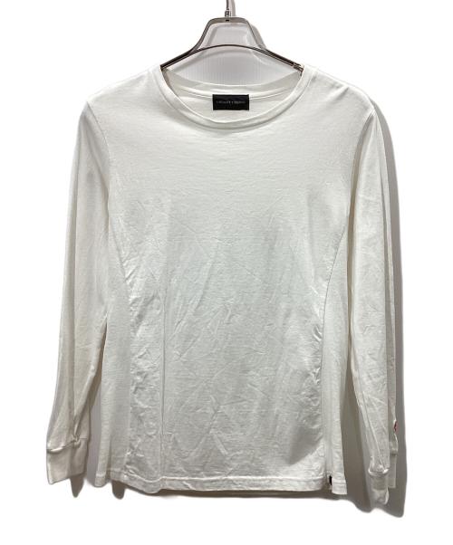 1minute 1second（ワンミニットワンセカンド）1minute 1second (ワンミニットワンセカンド) heart patch long sleeve cut sew(ハートパッチロングスリーブカットソー) ホワイト サイズ:Mの古着・服飾アイテム