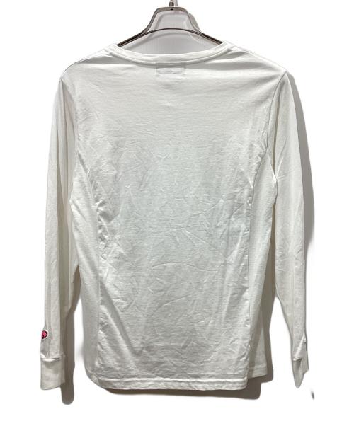 1minute 1second（ワンミニットワンセカンド）1minute 1second (ワンミニットワンセカンド) heart patch long sleeve cut sew(ハートパッチロングスリーブカットソー) ホワイト サイズ:Mの古着・服飾アイテム