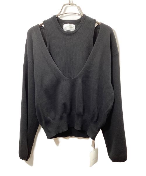 CAPRICIEUX LE'MAGE（カプリシューレマージュ）CAPRICIEUX LE'MAGE (カプリシューレマージュ) 2SET肩スリットニット ブラック サイズ:FREEの古着・服飾アイテム