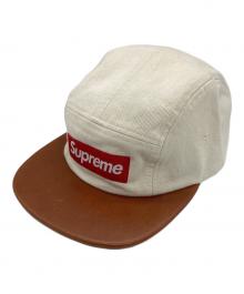 SUPREME（シュプリーム）の古着「Denim Leather Visor Camp Cap」｜ブラウン×ベージュ